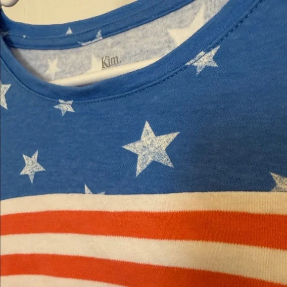 Kim Rogers Patriotic Blue and Red Long Sleeve Tee - Picture 4 of 5